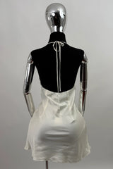 Vestido Satinado Halter Ivory