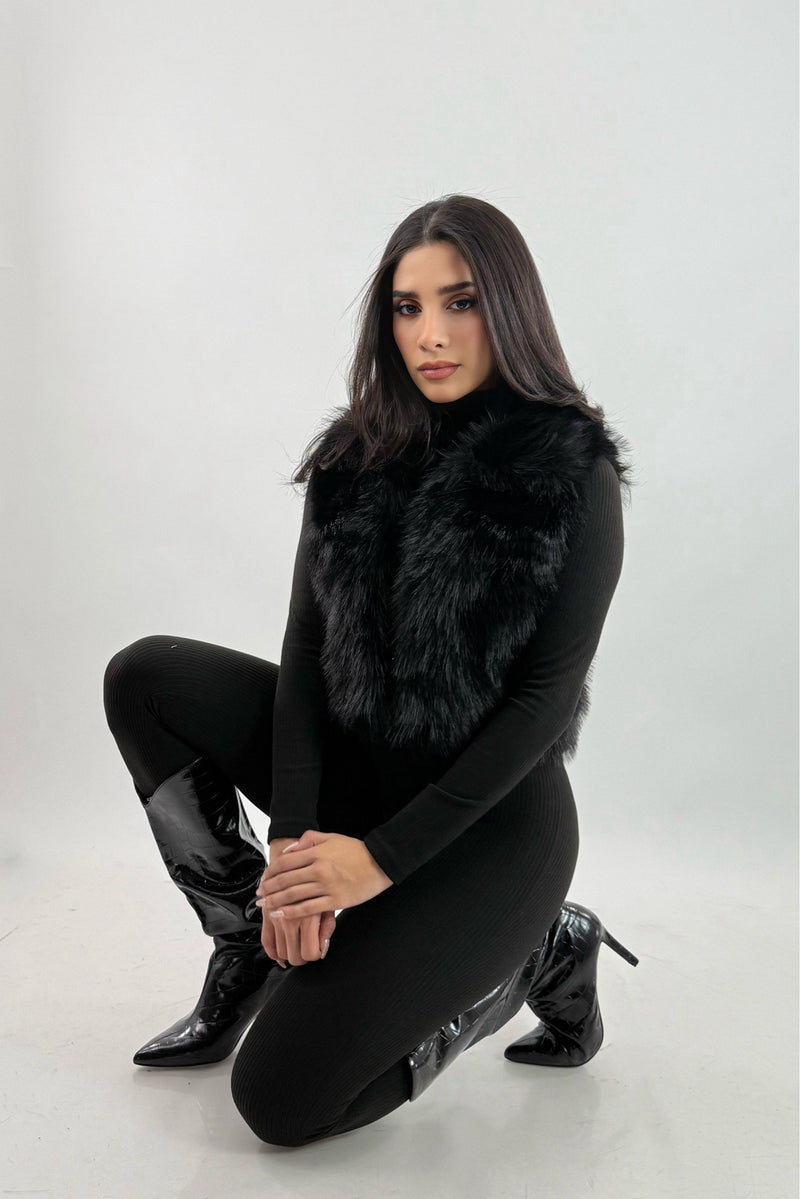 Chaleco Fox Fur Negro
