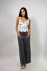 Pantalon Wide Leg Polka Negro