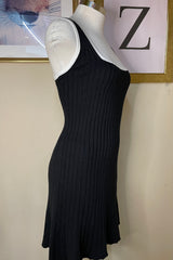 Vestido Jersey Negro con Blanco