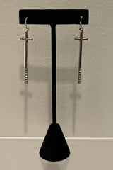 Aretes Rhinestone Cross Silver