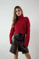 Sweater Oversize Cuello Tortuga Rojo