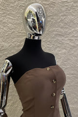 Chaleco Strapless App de Bolsa Cafe