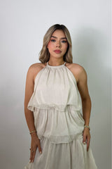 Vestido Halter de Olanes Beige