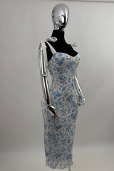 Vestido Midi Floreado Azul