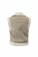 Chaleco Vinipiel Faux Fur Beige