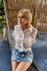 Top Encaje Flores Blanco