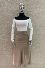 Falda Midi Satinada Champagne