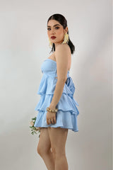 Vestido Corto Olanes Azul