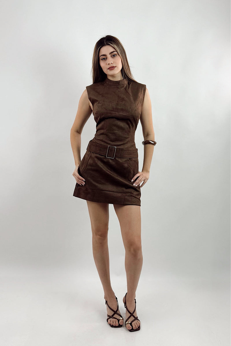Vestido Corto Velvet Espresso