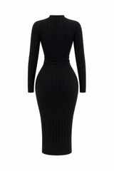 Vestido Ajustado Tela Sweater Negro