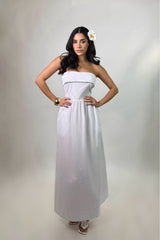Vestido Strapless Midi Strapless Blanco