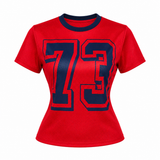 Sporty Jersey Crop Shirt Rojo