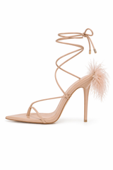 Zapatilla Con Plumas Color Nude
