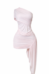 Vestido Ruched Asimetrico Rosa