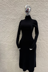 Vestido Midi Tela Sweater Negro