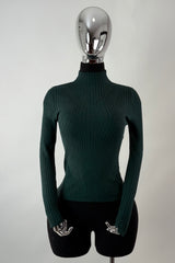 Blusa Cuello Tortuga Tela Punto Verde