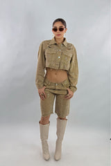 Jacket Rhinestone Kakhi