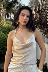 Top Halter Satinado Champagne