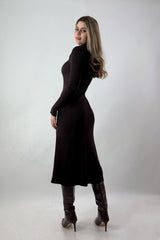 Vestido Midi Tela Sweater Cafe