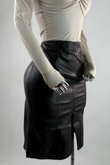 Falda Midi Vinipiel Negra