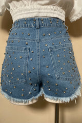 Short Denim Con Pedreria