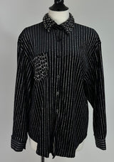 Camisa Velvet App De Piedras Plata Negro