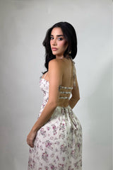 Vestido Midi Floreado Rosa