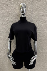 Crop Tshirt Rhinestone Negra