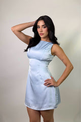 Vestido Corto Boatneck Azul
