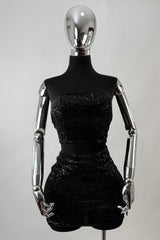 Crop Top Lentejuela Negro