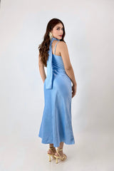 Vestido Satinado Alaska Azul
