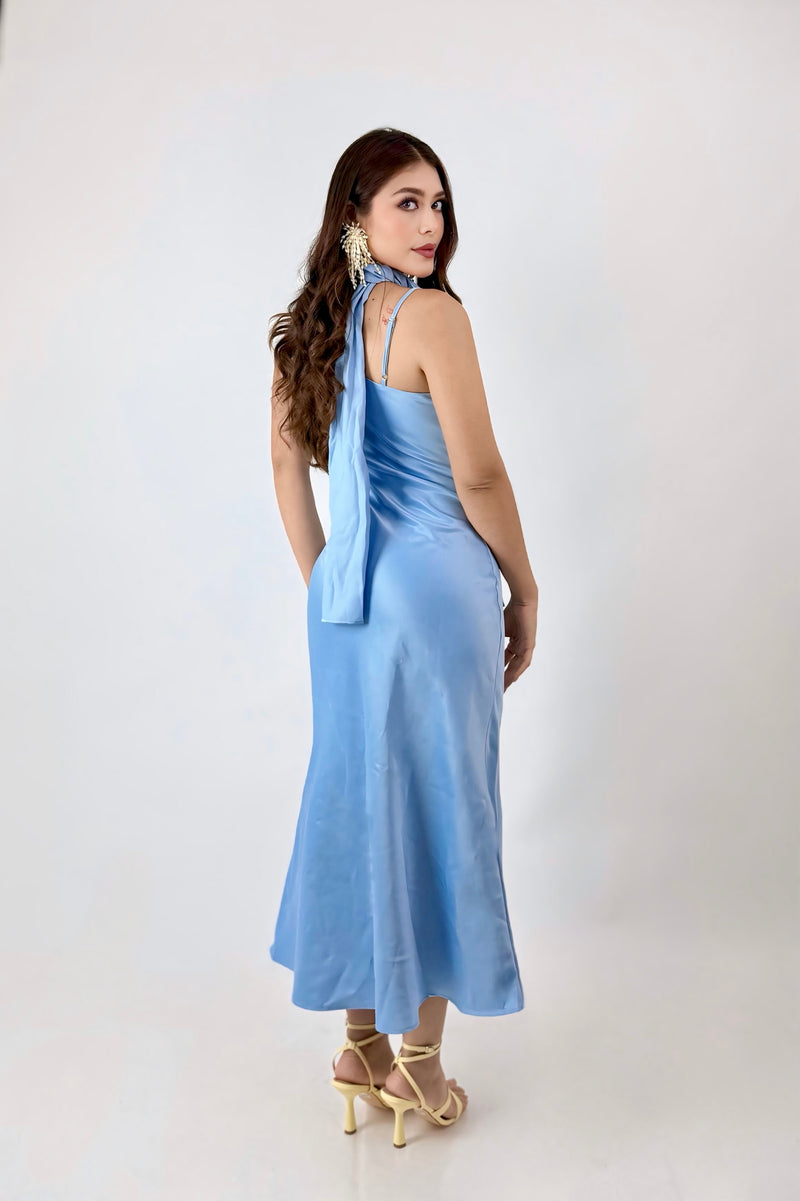 Vestido Satinado Alaska Azul