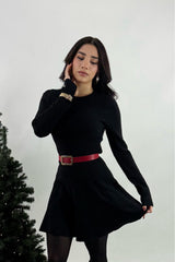 Vestido Sweater Manga Larga Negro