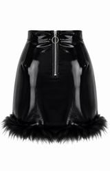Falda ViniPiel Negra Con Pluma