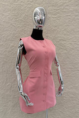 Vestido Corto Tipo Chaleco Rosa