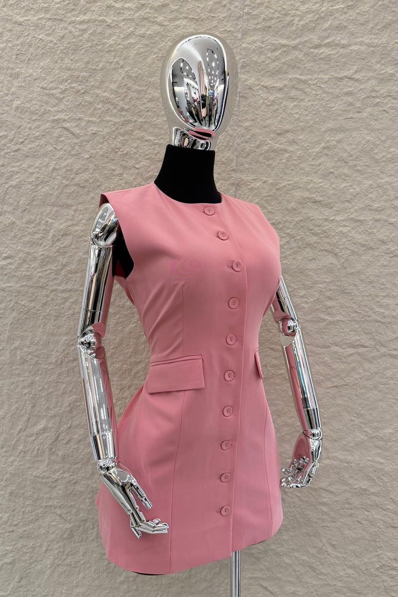 Vestido Corto Tipo Chaleco Rosa
