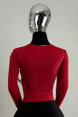 Blusa Manga Larga Ruched Rojo
