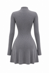 Vestido Manga Larga Tela Sweater Gris