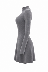 Vestido Manga Larga Tela Sweater Gris