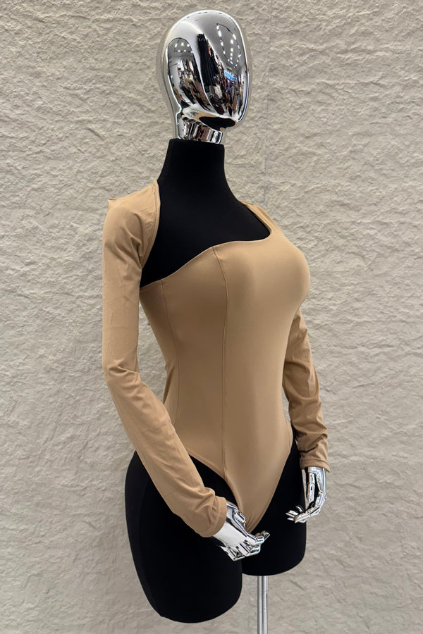 Pantiblusa Asimetrica Manga Larga Beige