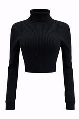 Top Cuello Tortuga Tela Punto Negro