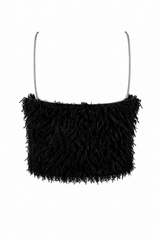 CropTop Con Plumas Tirante pedreria Negro