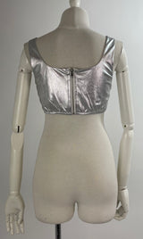 Croptop Plata Con Pedreria Metalico