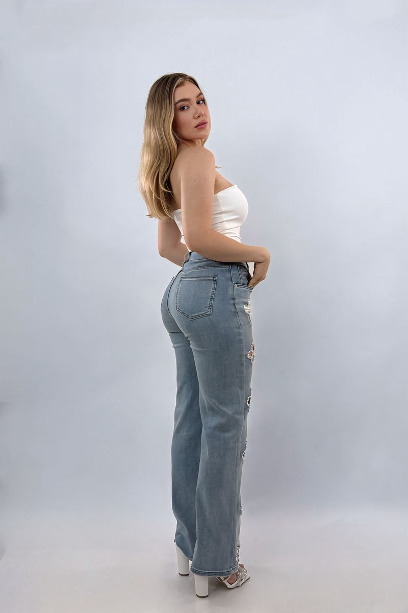 Pantalon App de Perlas Denim