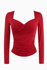 Blusa Manga Larga Ruched Rojo
