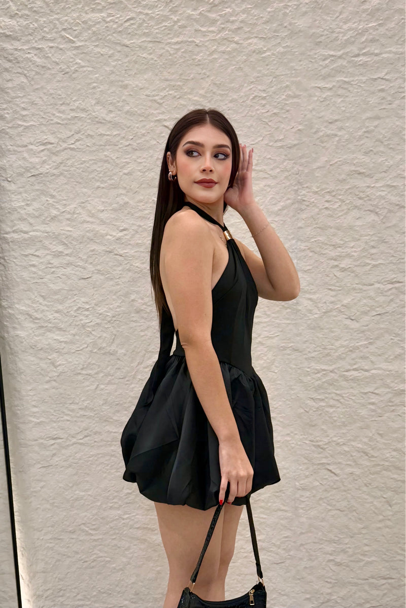 Vestido Halter Bubble Negro