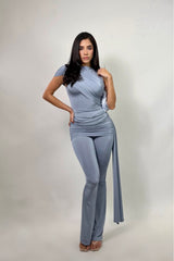 Set Blusa y Pantalon Ruched Azul