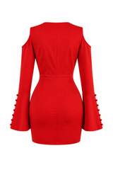 Vestido Rojo de Botones al Centro