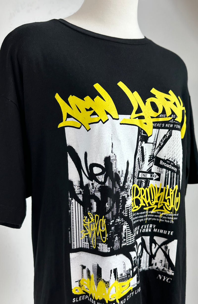 Playera Oversize "New York" Negro